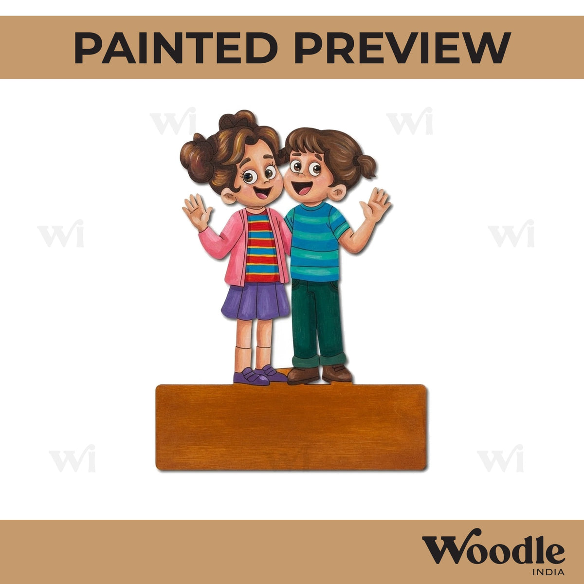 Two Girls Nameplate Pre Marked MDF Design 3