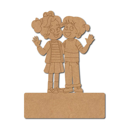 Two Girls Nameplate Pre Marked MDF Design 3