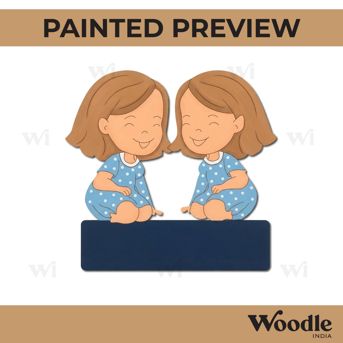 Two Girls Nameplate Pre Marked MDF Design 5
