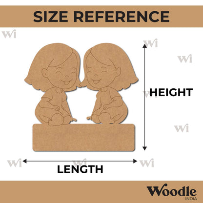 Two Girls Nameplate Pre Marked MDF Design 5