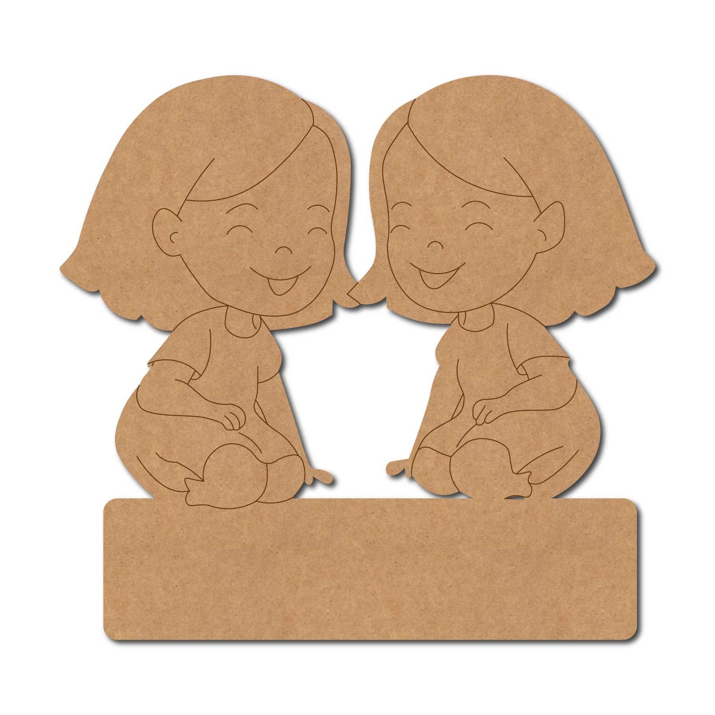 Two Girls Nameplate Pre Marked MDF Design 5