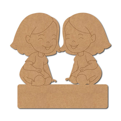 Two Girls Nameplate Pre Marked MDF Design 5