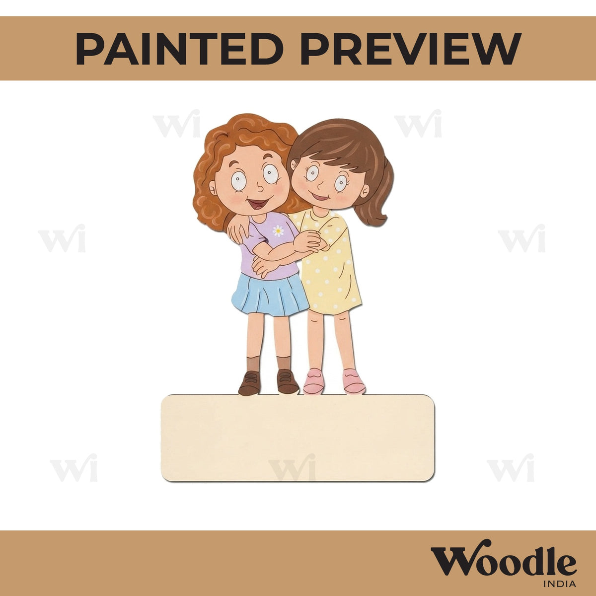 Two Girls Nameplate Pre Marked MDF Design 6