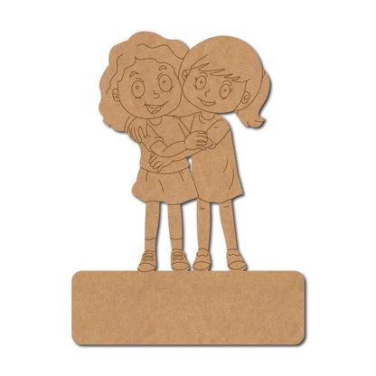 Two Girls Nameplate Pre Marked MDF Design 6