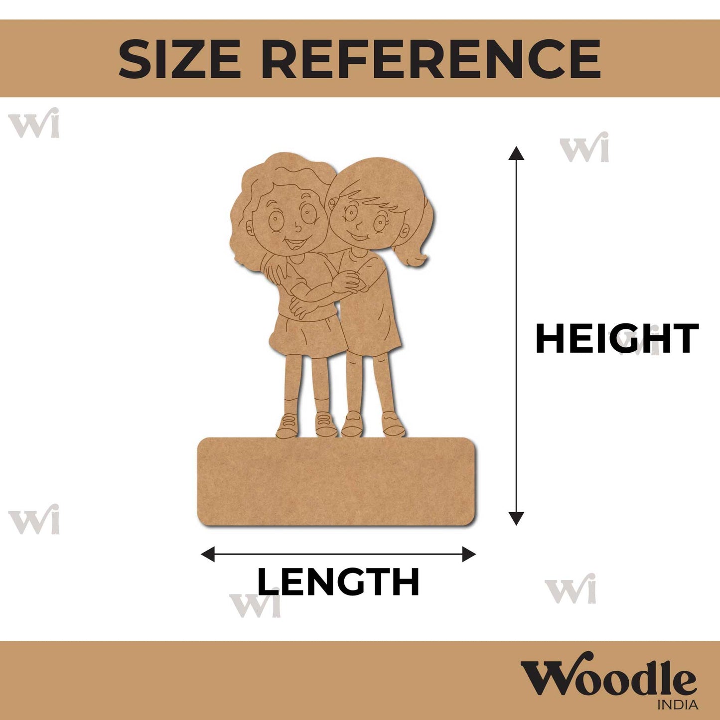 Two Girls Nameplate Pre Marked MDF Design 6