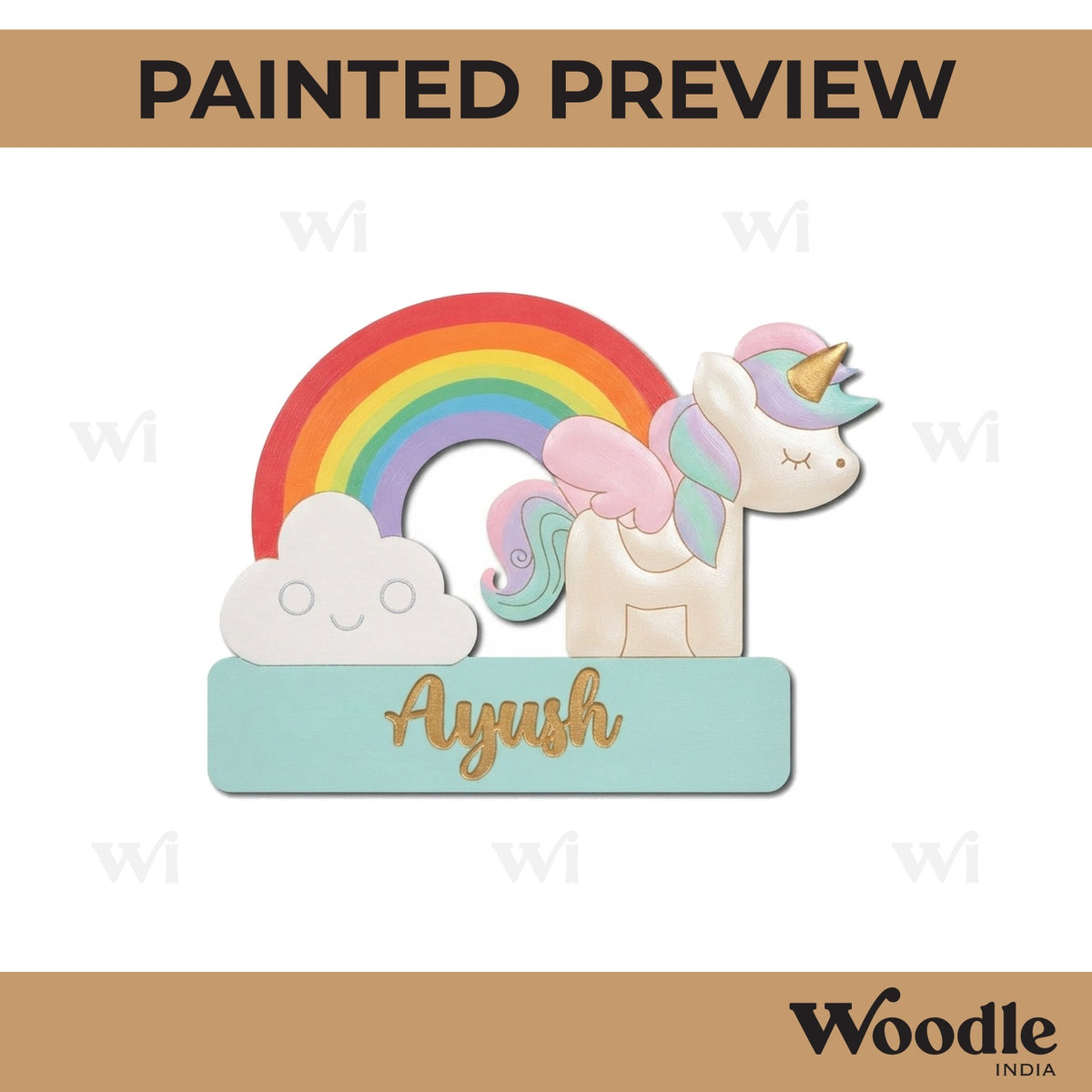 Unicorn Cloud Nameplate Pre Marked MDF Design 1