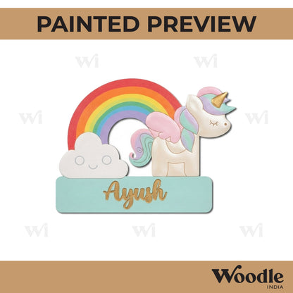 Unicorn Cloud Nameplate Pre Marked MDF Design 1