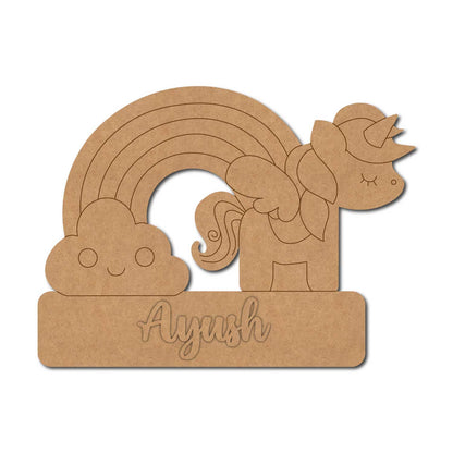 Unicorn Cloud Nameplate Pre Marked MDF Design 1