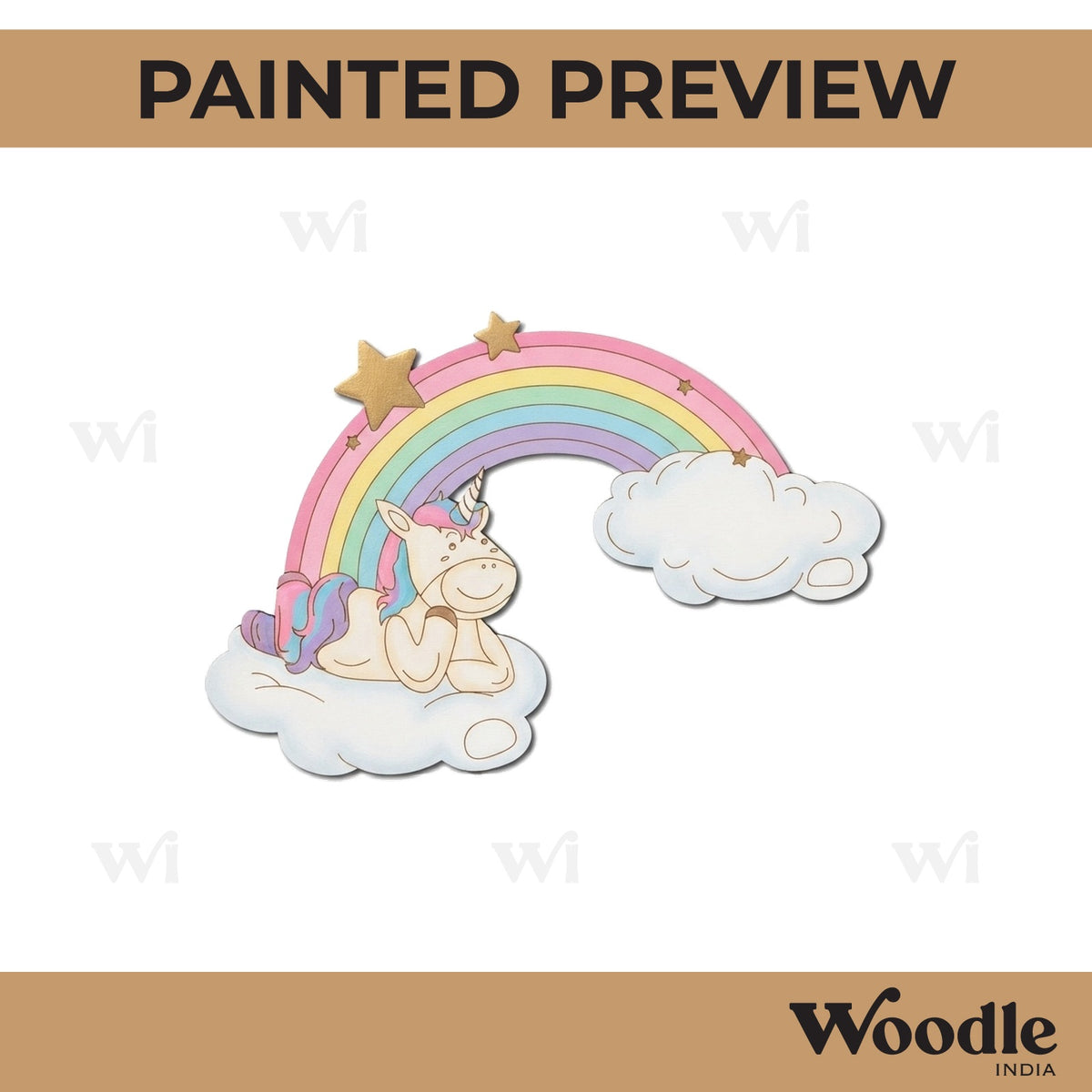 Unicorn Clouds Rainbow Pre Marked MDF Design 2