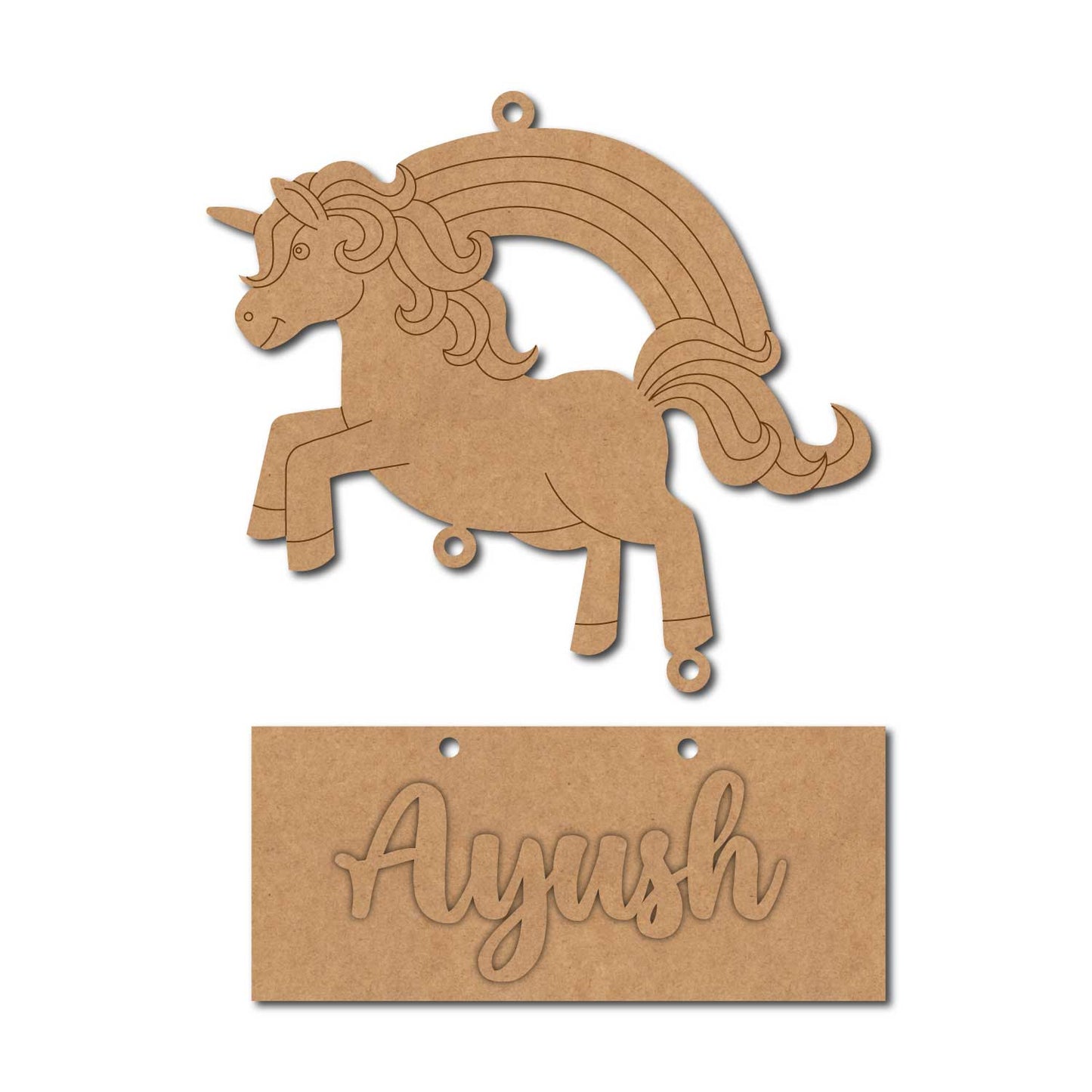 Unicorn Hanging Nameplate MDF Design 1