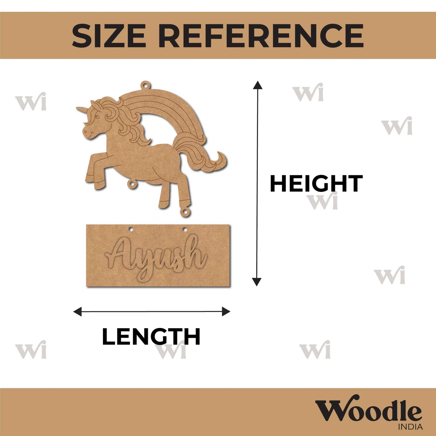 Unicorn Hanging Nameplate MDF Design 1