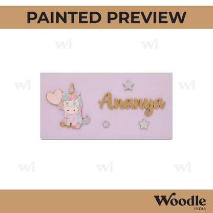 Unicorn Kids Nameplate MDF Design 1