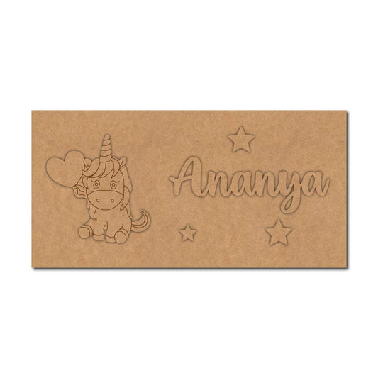 Unicorn Kids Nameplate MDF Design 1