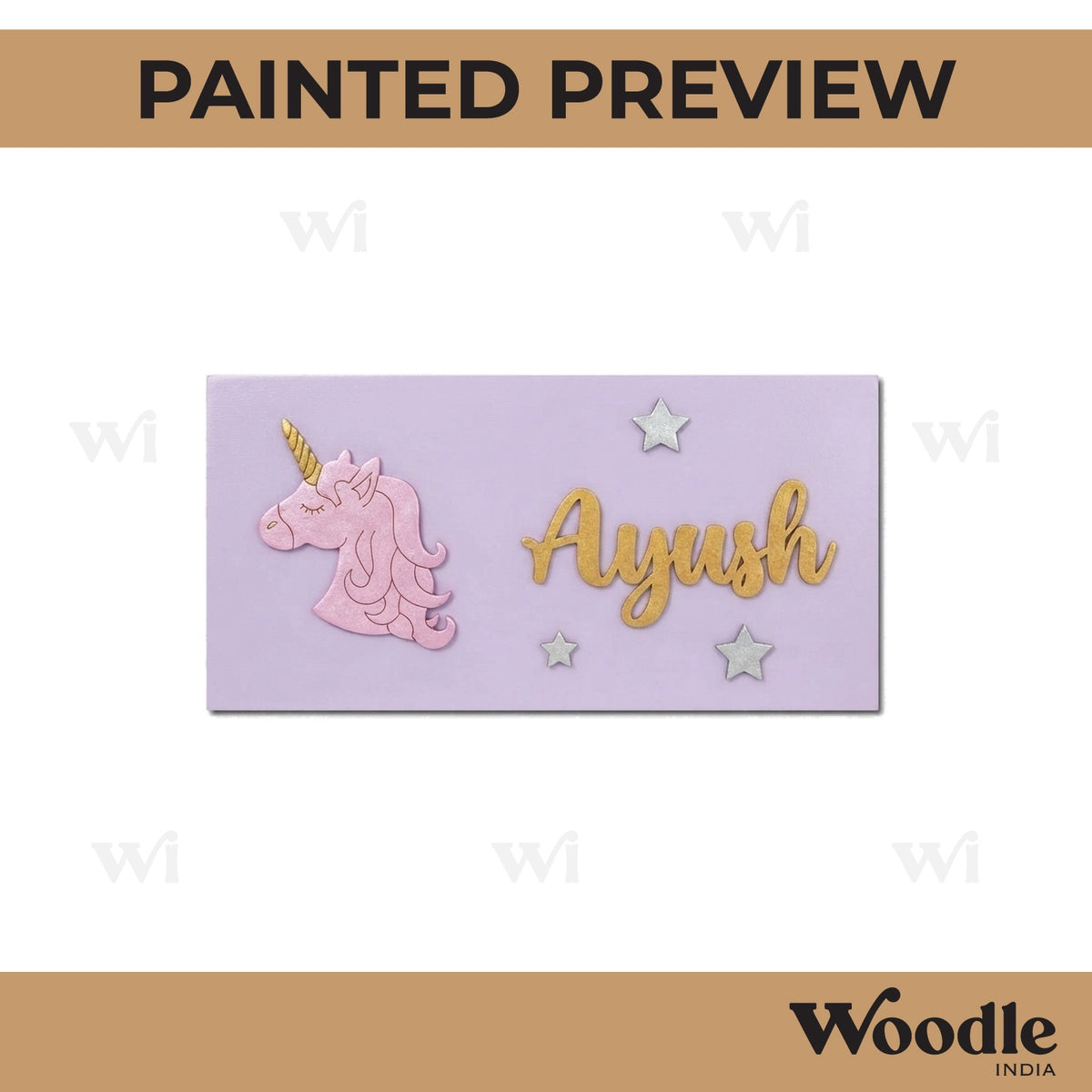 Unicorn Kids Nameplate MDF Design 2