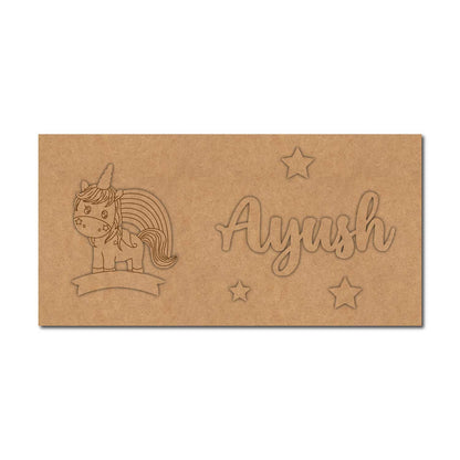 Unicorn Kids Nameplate MDF Design 3
