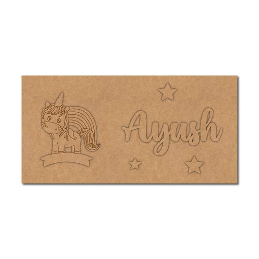 Unicorn Kids Nameplate MDF Design 3