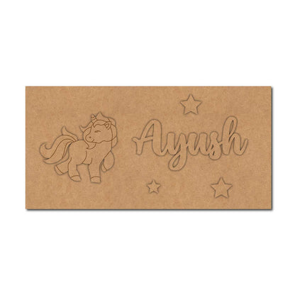 Unicorn Kids Nameplate MDF Design 4
