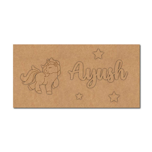 Unicorn Kids Nameplate MDF Design 4