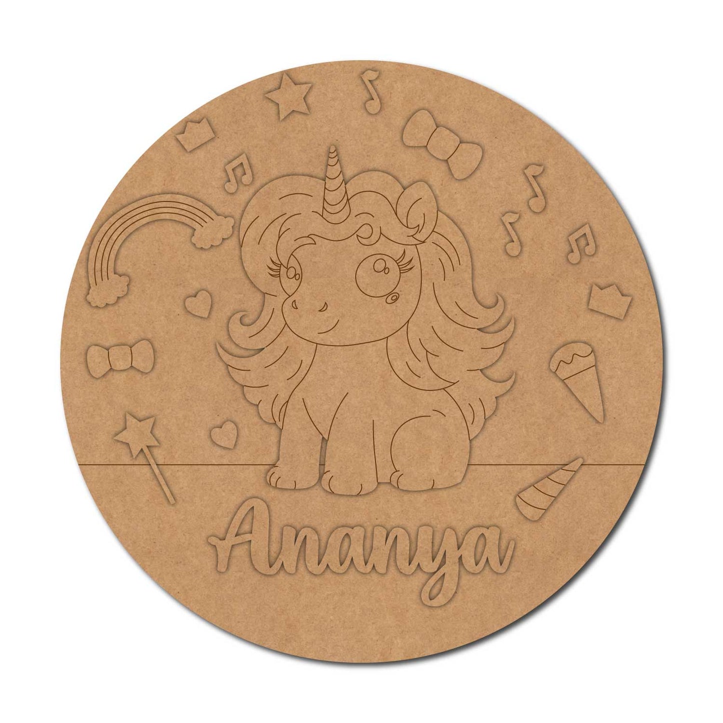 Unicorn Nameplate MDF Design 7