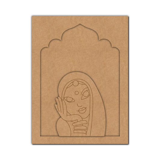 Rajasthani Woman Jharokha MDF Design 1