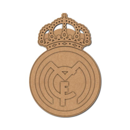 Real Madrid C.F. Crown Logo Football Cutout MDF Design 1