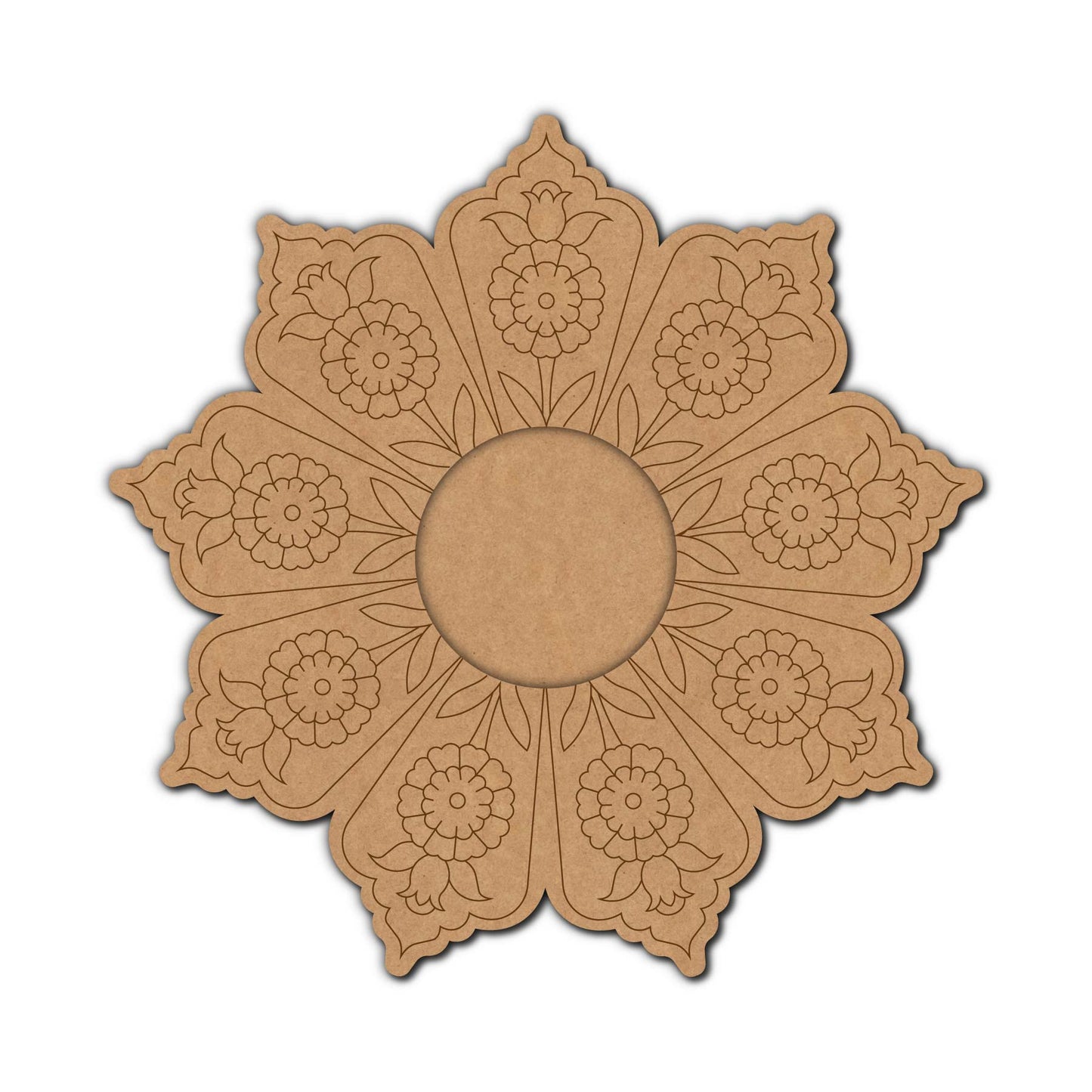 Floral Diya Tealight Holder Pre Marked MDF Design 1