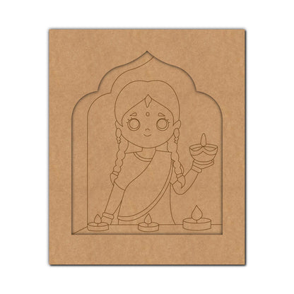 Diya Woman Jharokha Pre Marked MDF Design 1