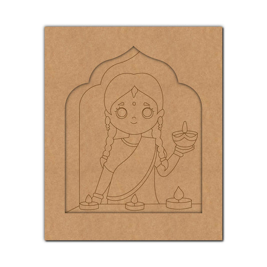 Diya Woman Jharokha Pre Marked MDF Design 1