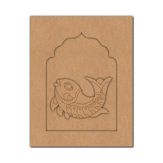 Madhubani Fish Jharokha Pre Marked MDF Design 1