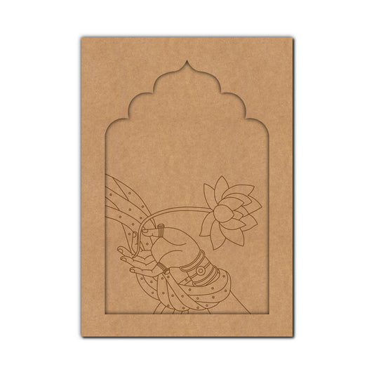 Hand Lotus Madhubani Jharokha Pre Marked MDF Design 1