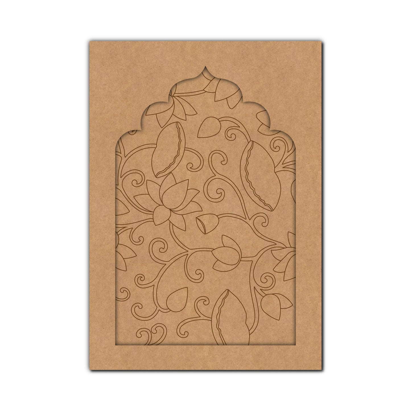 Madhubani Lotus Jharokha Pre Marked MDF Design 1