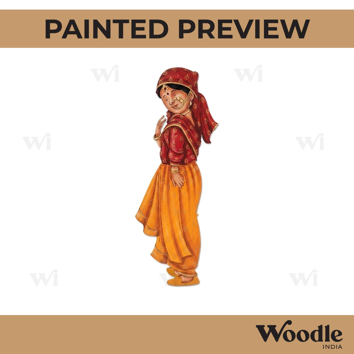 Uttarakhand Pahadi Woman Pre Marked MDF Design 1