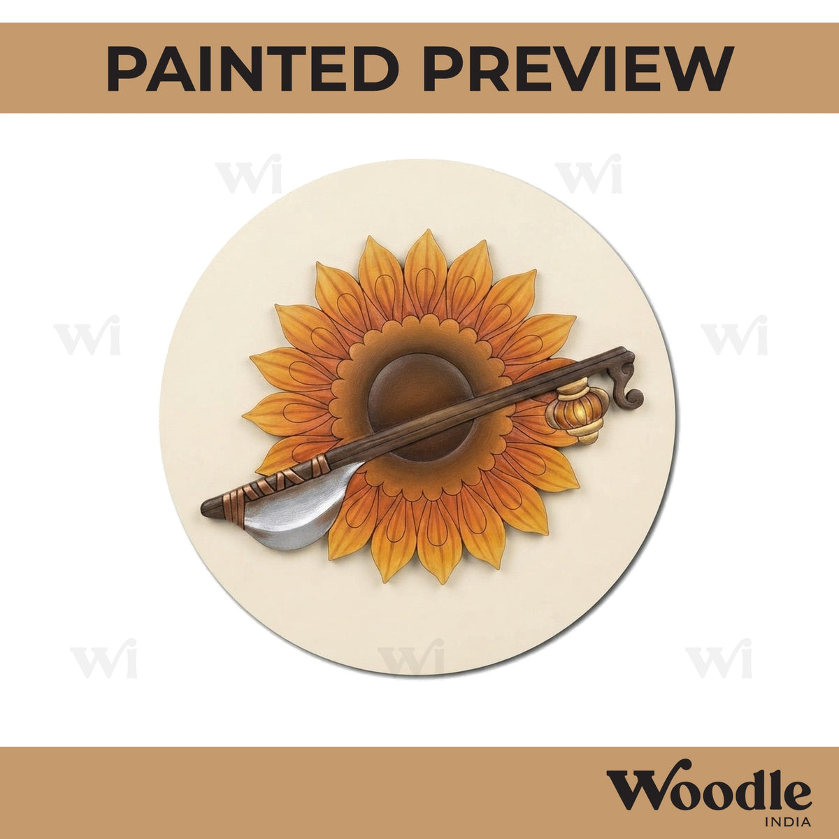 Veena Floral Mandala Pre Marked Round MDF Design 1