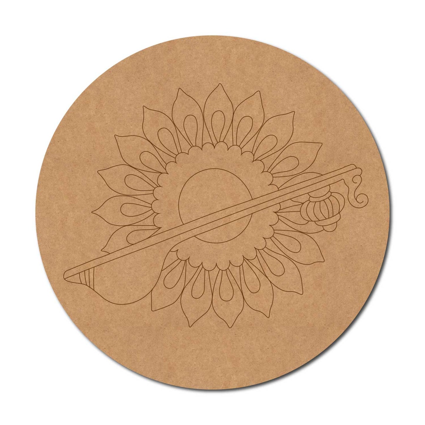 Veena Floral Mandala Pre Marked Round MDF Design 1