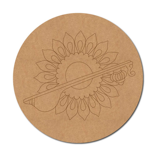 Veena Floral Mandala Pre Marked Round MDF Design 1