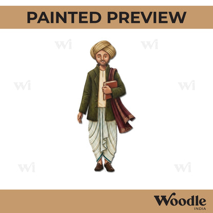 Village Man With Book Pre Marked MDF Design 1