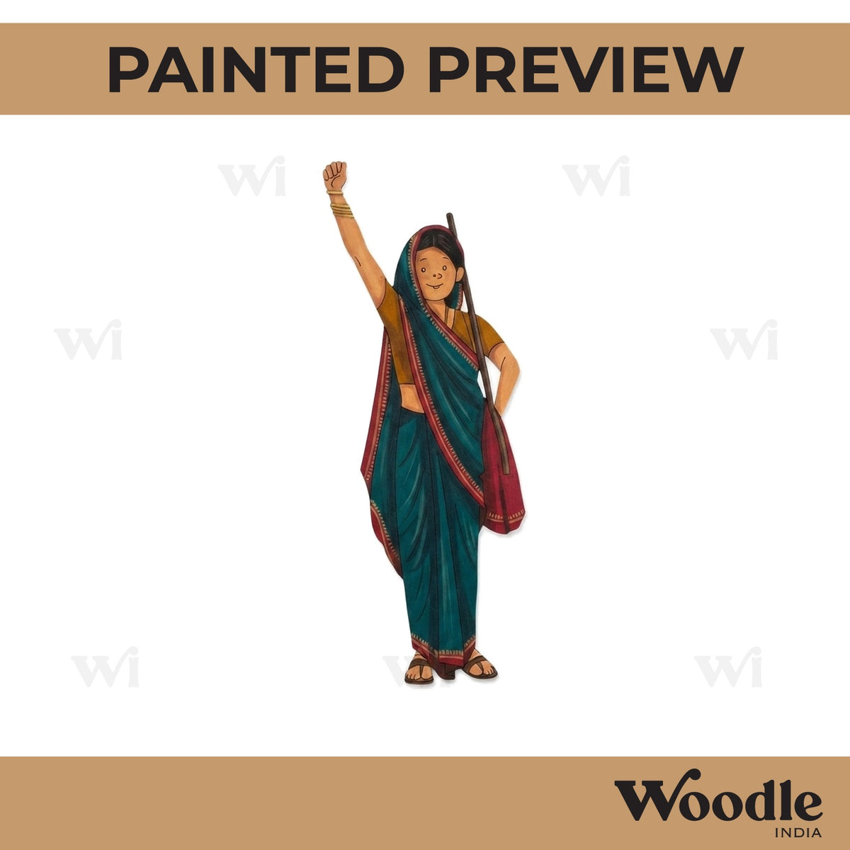 Village Woman Protestor Pre Marked MDF Design 1