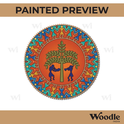 Warli Art Tree Two Layered Base MDF Design 1