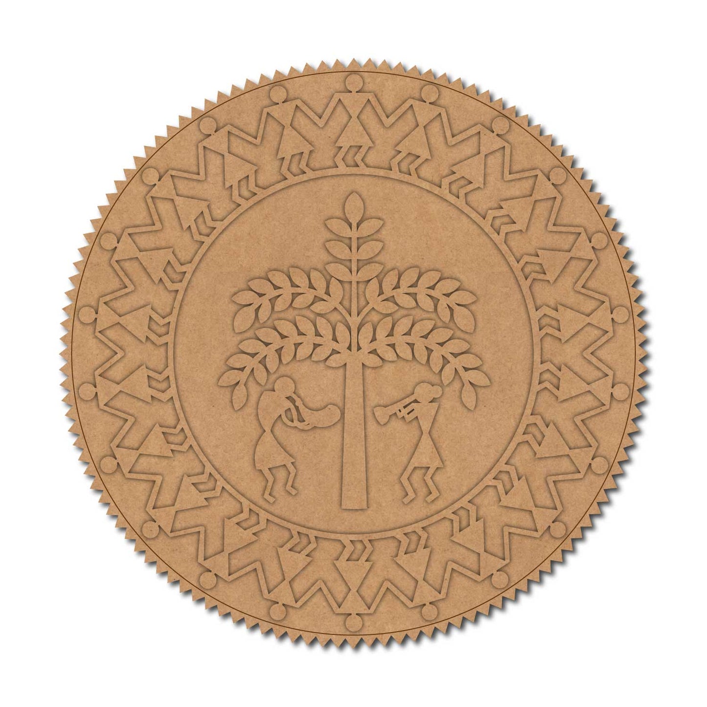 Warli Art Tree Two Layered Base MDF Design 1