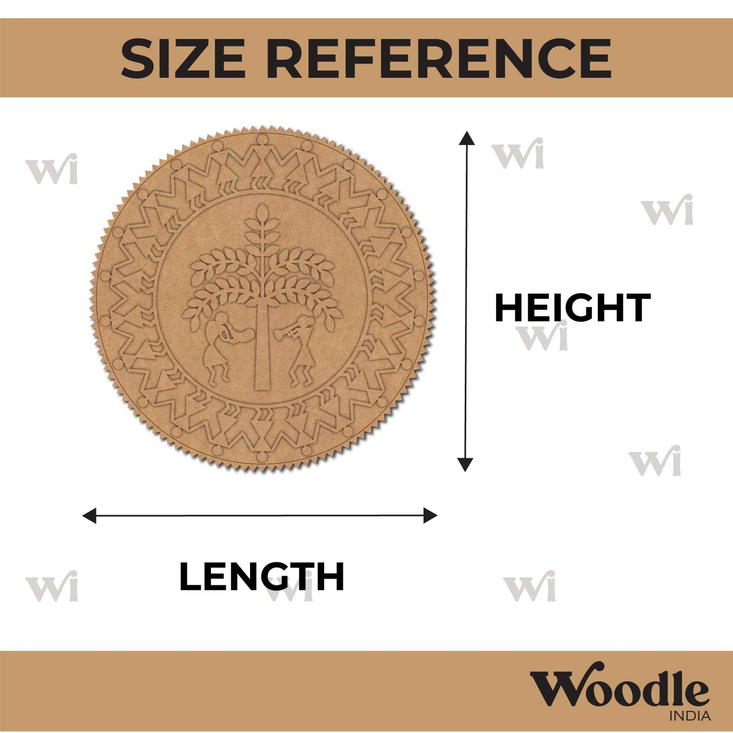 Warli Art Tree Two Layered Base MDF Design 1