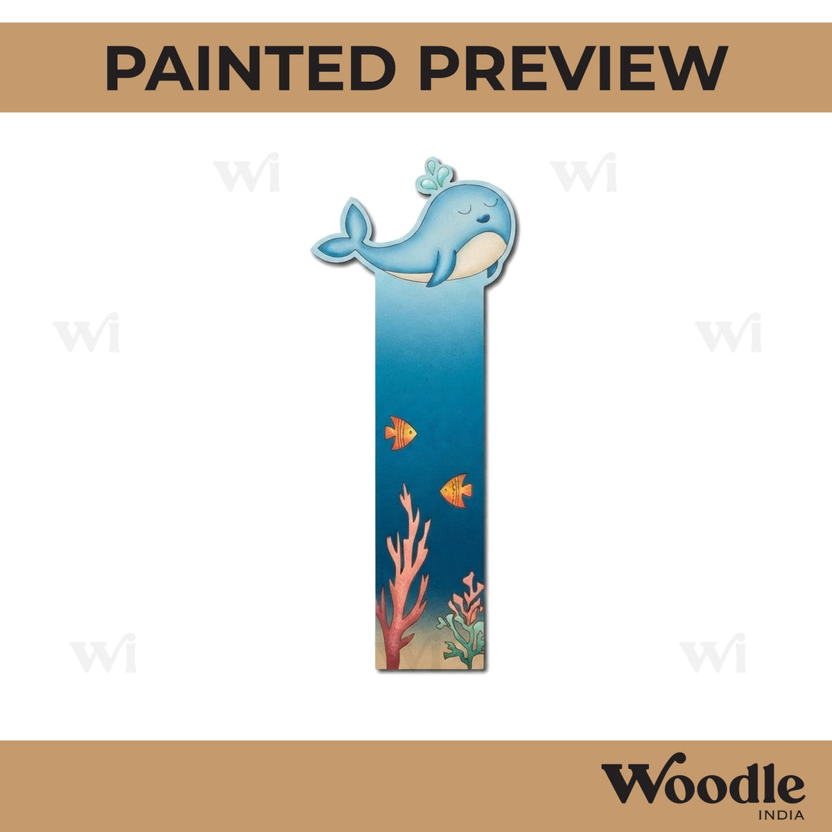 Whale Ocean Theme Bookmark Pre Marked MDF Design 1