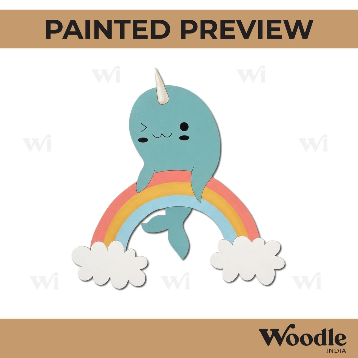 Whale Rainbow Pre Marked MDF Design 1