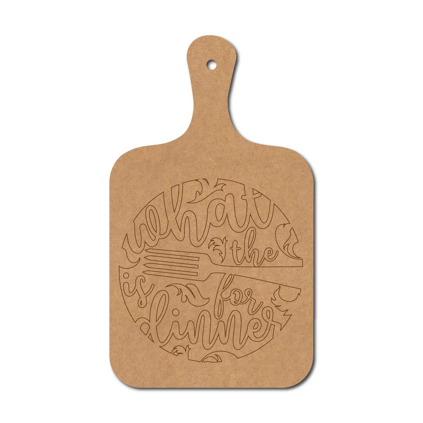 What The Fork Is For Dinner Pre Marked Chopping Board MDF Design 1