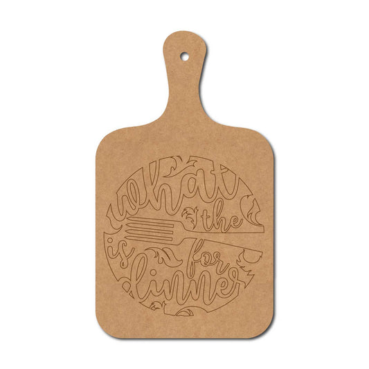 What The Fork Is For Dinner Pre Marked Chopping Board MDF Design 1