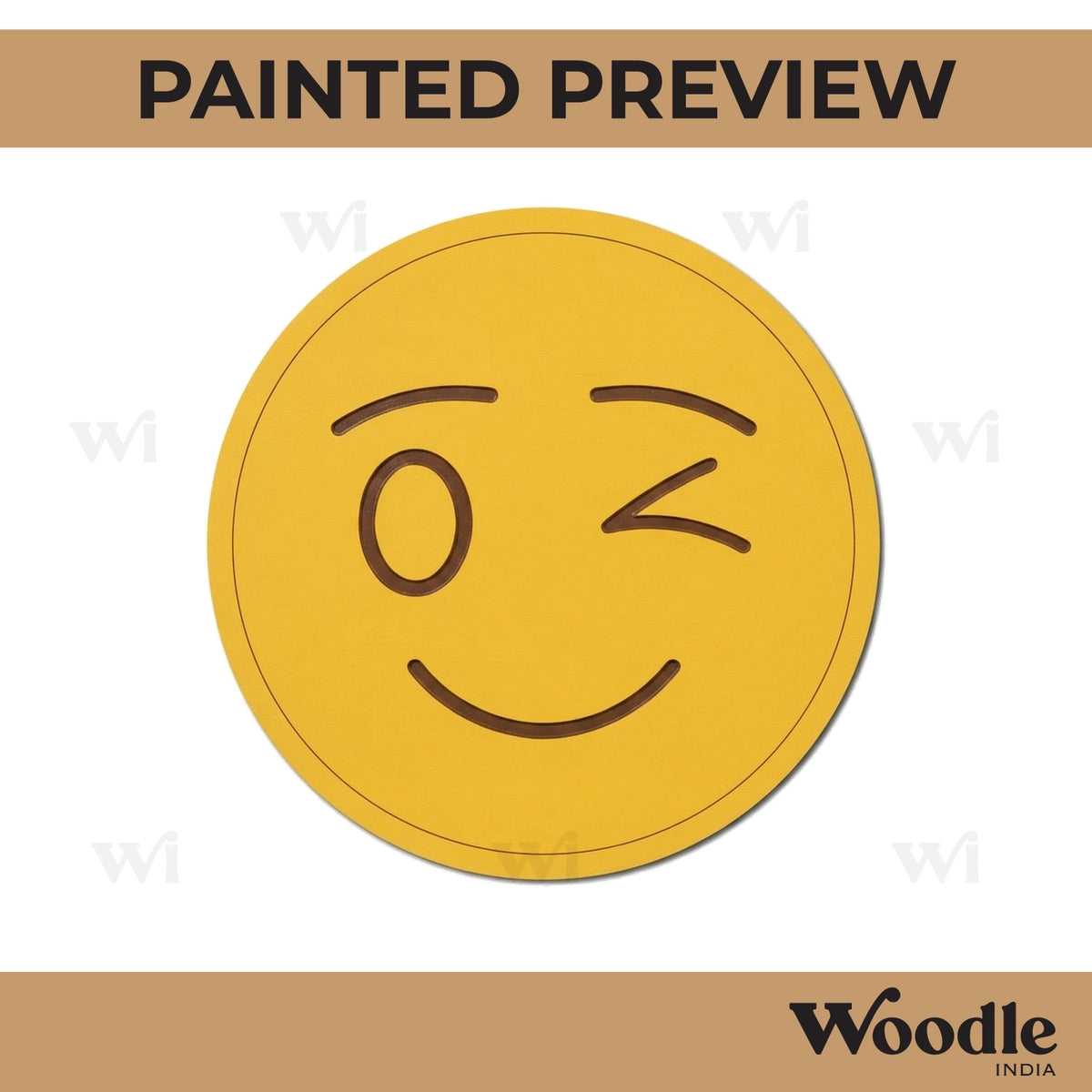 Winking Face Emoji Pre Marked MDF Design 1