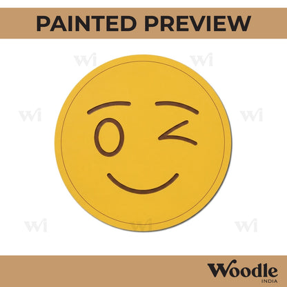 Winking Face Emoji Pre Marked MDF Design 1