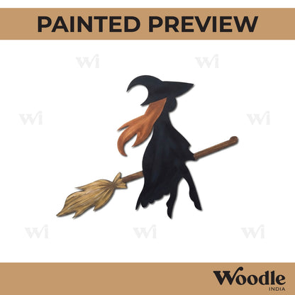 Witch Flying On A Broom Stick Cutout MDF Design 1