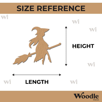 Witch Flying On A Broom Stick Cutout MDF Design 1
