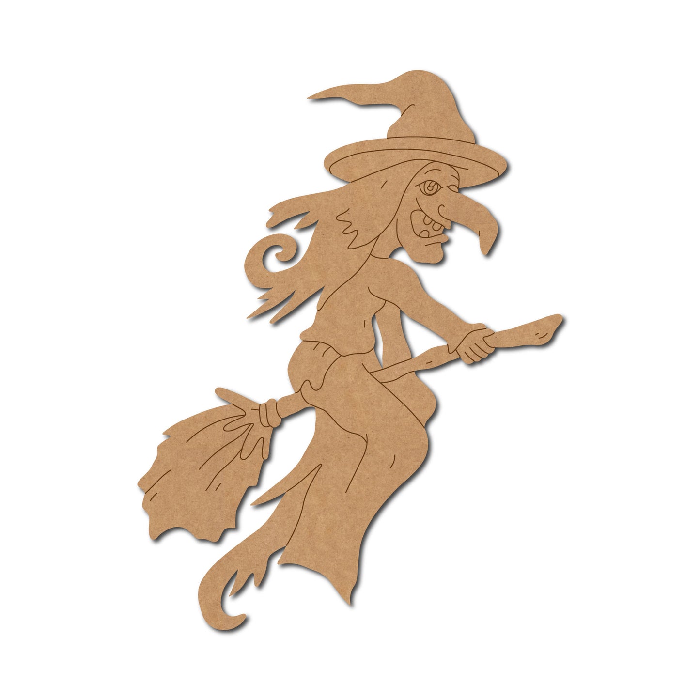 Witch Flying On A Broom Stick Pre Marked MDF Design 1