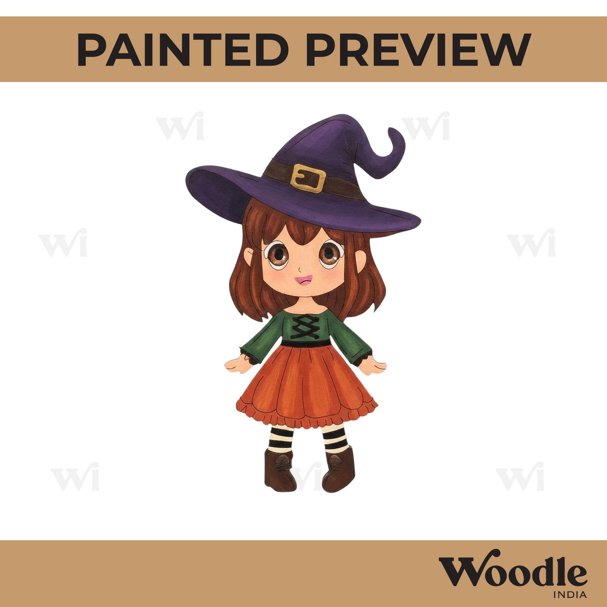 Witch Halloween Cartoon Pre Marked MDF Design 2